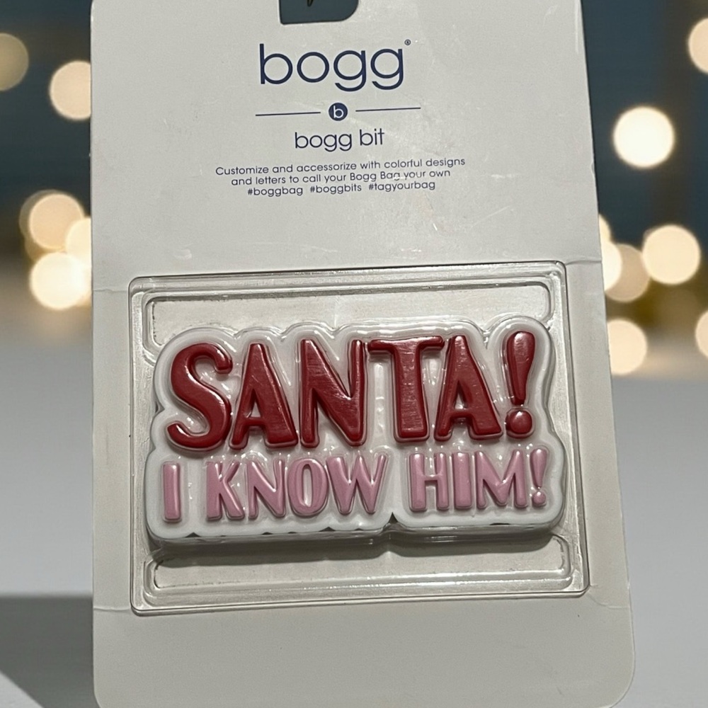 Bogg bit bogg bag accessories Santa ! I know him!‎ Christmas holiday red pink